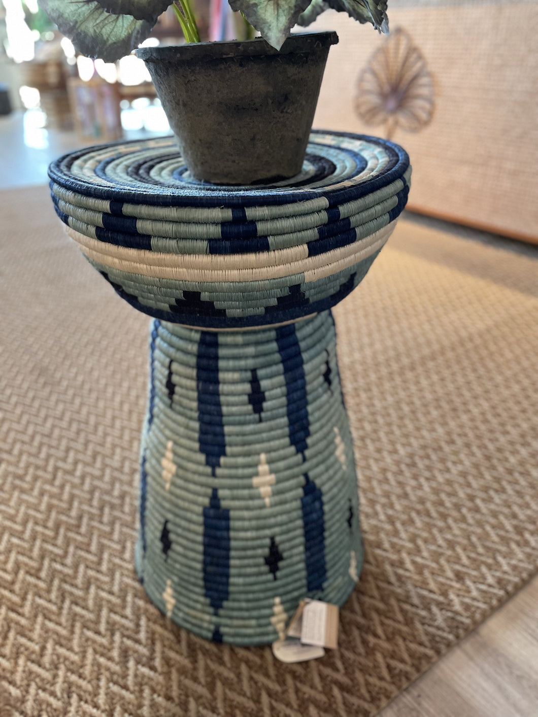Blue Woven Side Table