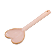 Load image into Gallery viewer, Blush-colored ceramic spoon with a heart-shaped scoop
