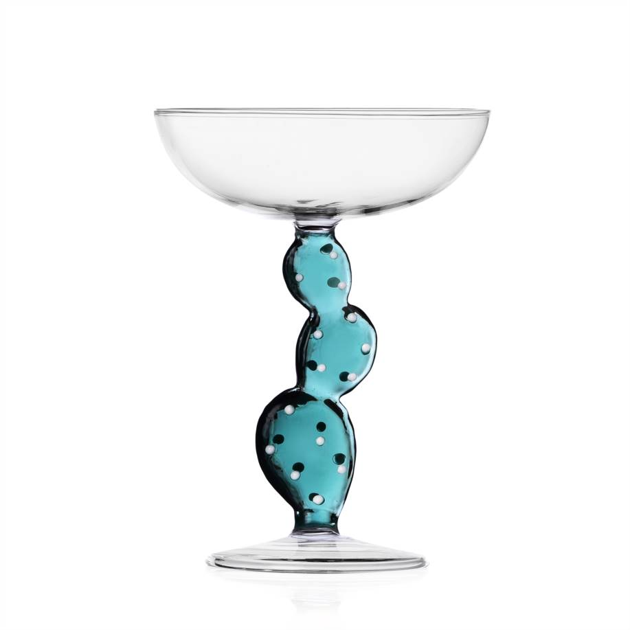 Carribean Blue Cactus Coupe Glass