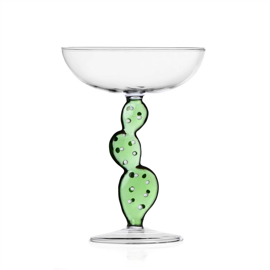 Green Cactus Coupe Glass