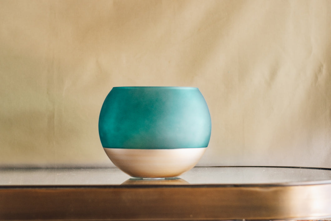 Frosted Blue Round Vase